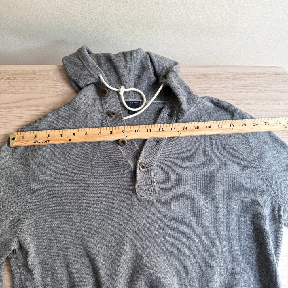 J.Crew Cotton Henley Hoodie Sweater Gray Medium - Picture 5 of 8